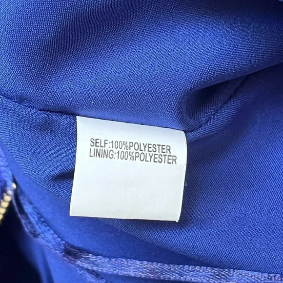 Kay Unger Blue Sheath Dress Gold Shoulder Accent Women Size 6 - Picture 6 of 6